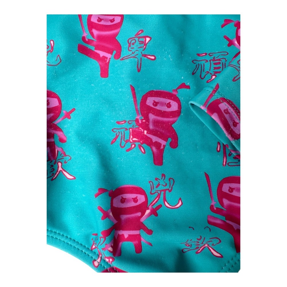 Mott 50 Toddler‎ Girls Swimsuit Sz 2 Green Pink One Piece Zip Long Sleeve UPF50 - Picture 4 of 12